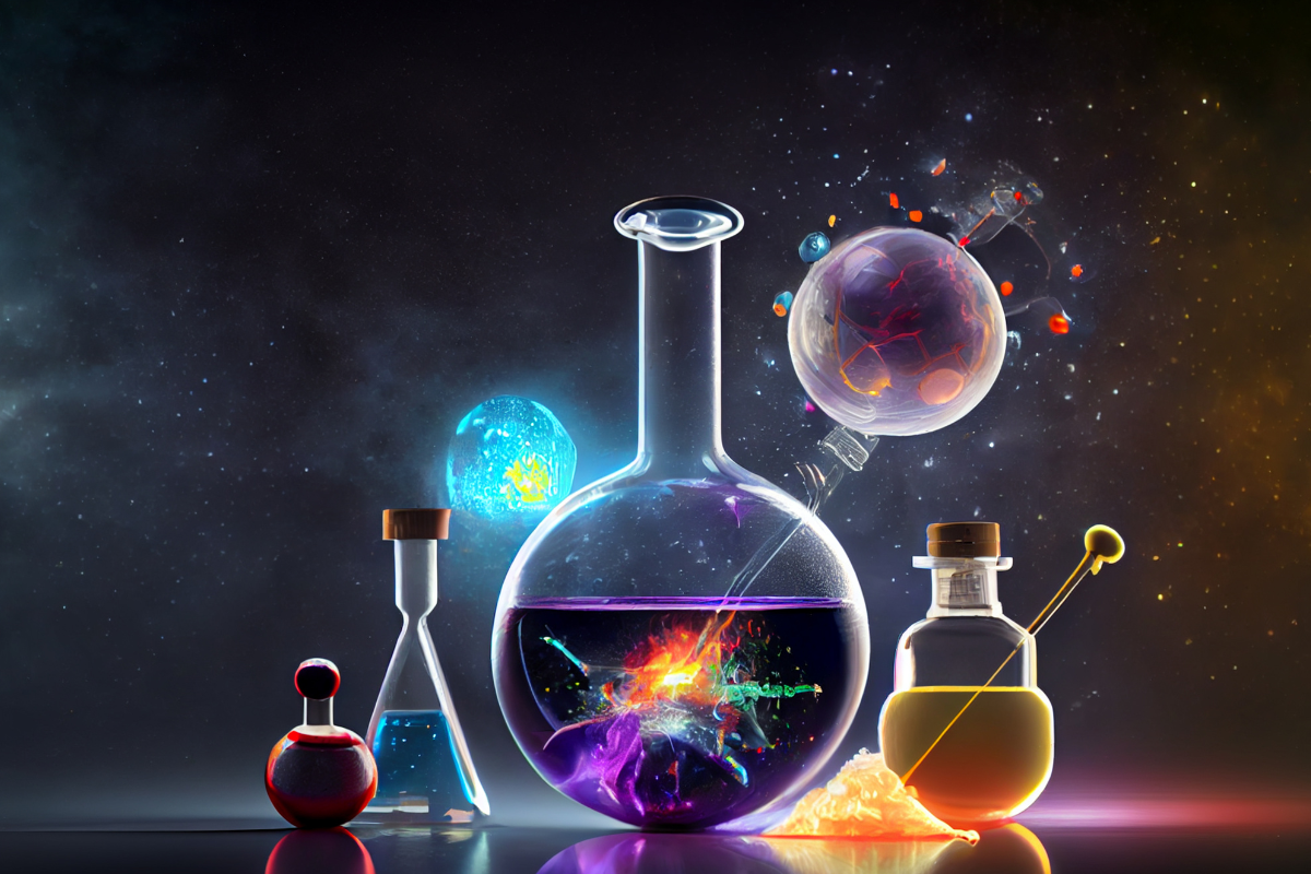 Abstrakcyjne zdjęcie połączenia chemii z astronomią